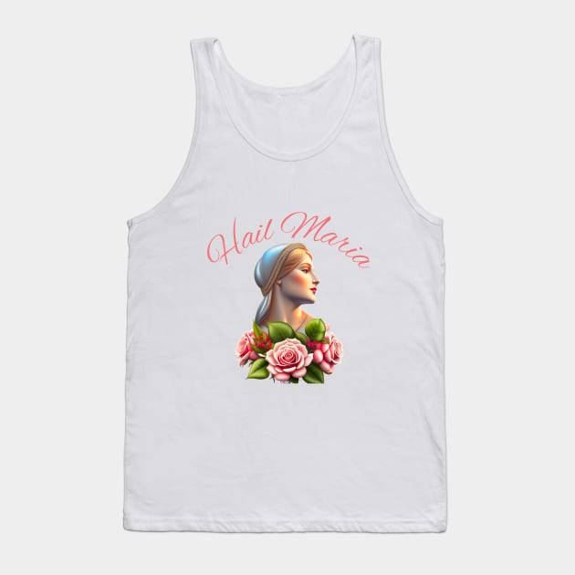 Hail Maria pink Roses Tank Top by Praiseworthy Essentials